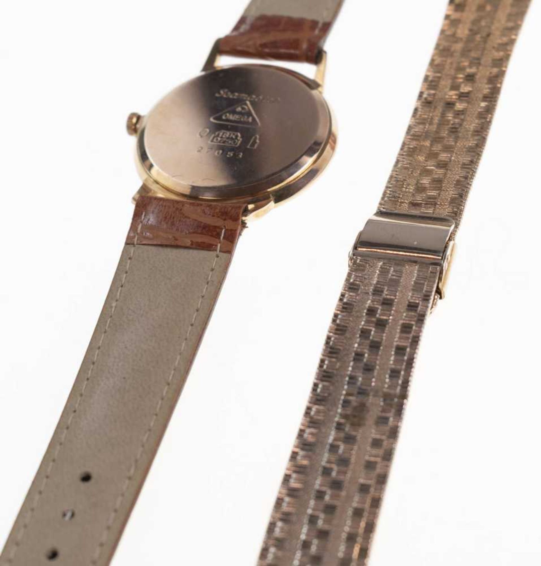 Omega Seamaster gentlemen wrist watch. Ca. 35 mm, 750er Gold case, manual wind. Enameled dial with g - Image 4 of 4