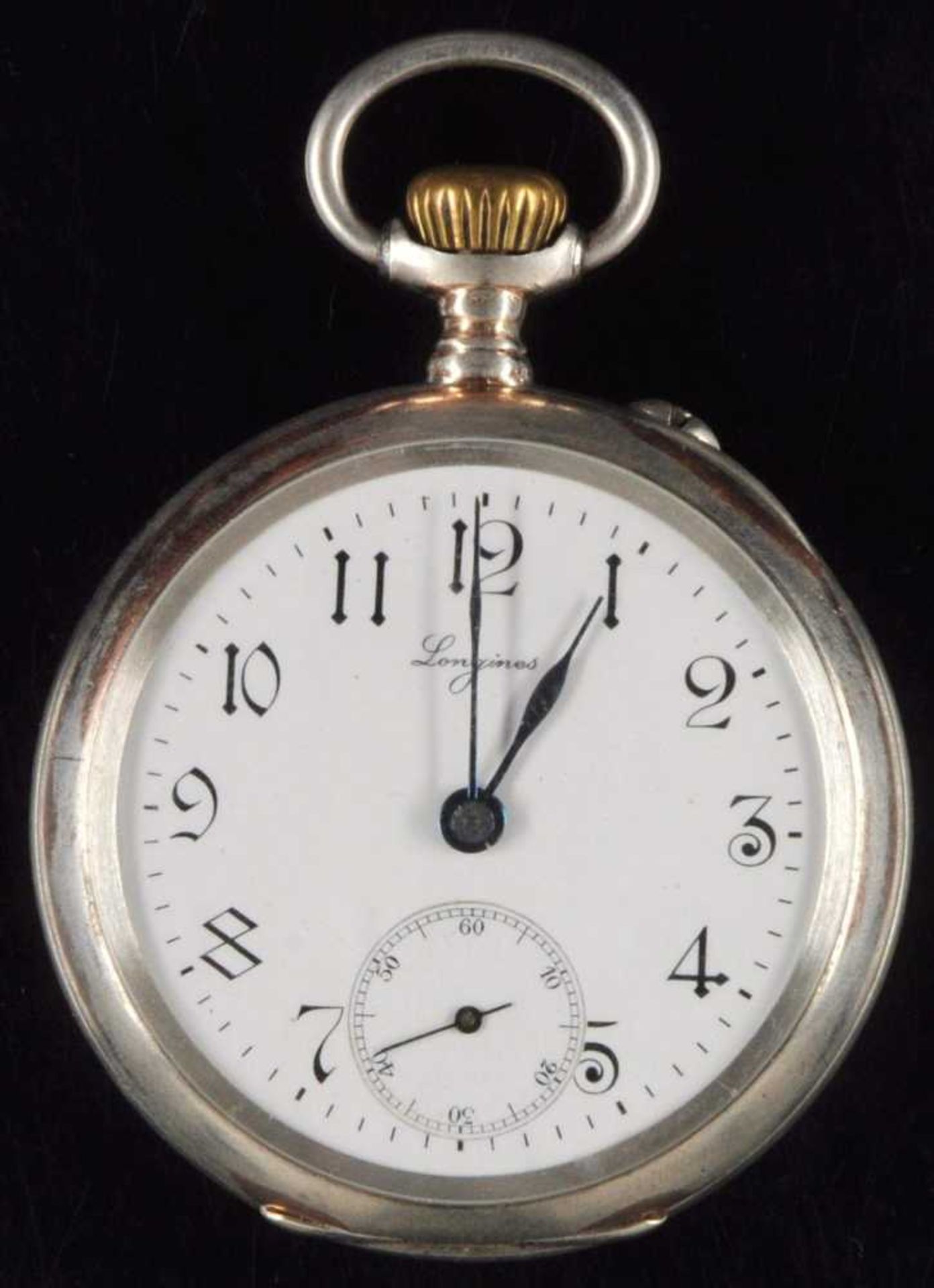 Longines \\grand Prix Paris\\ man pocket watch. Ca. 45 mm, with separate second, 1900, 800er silver,