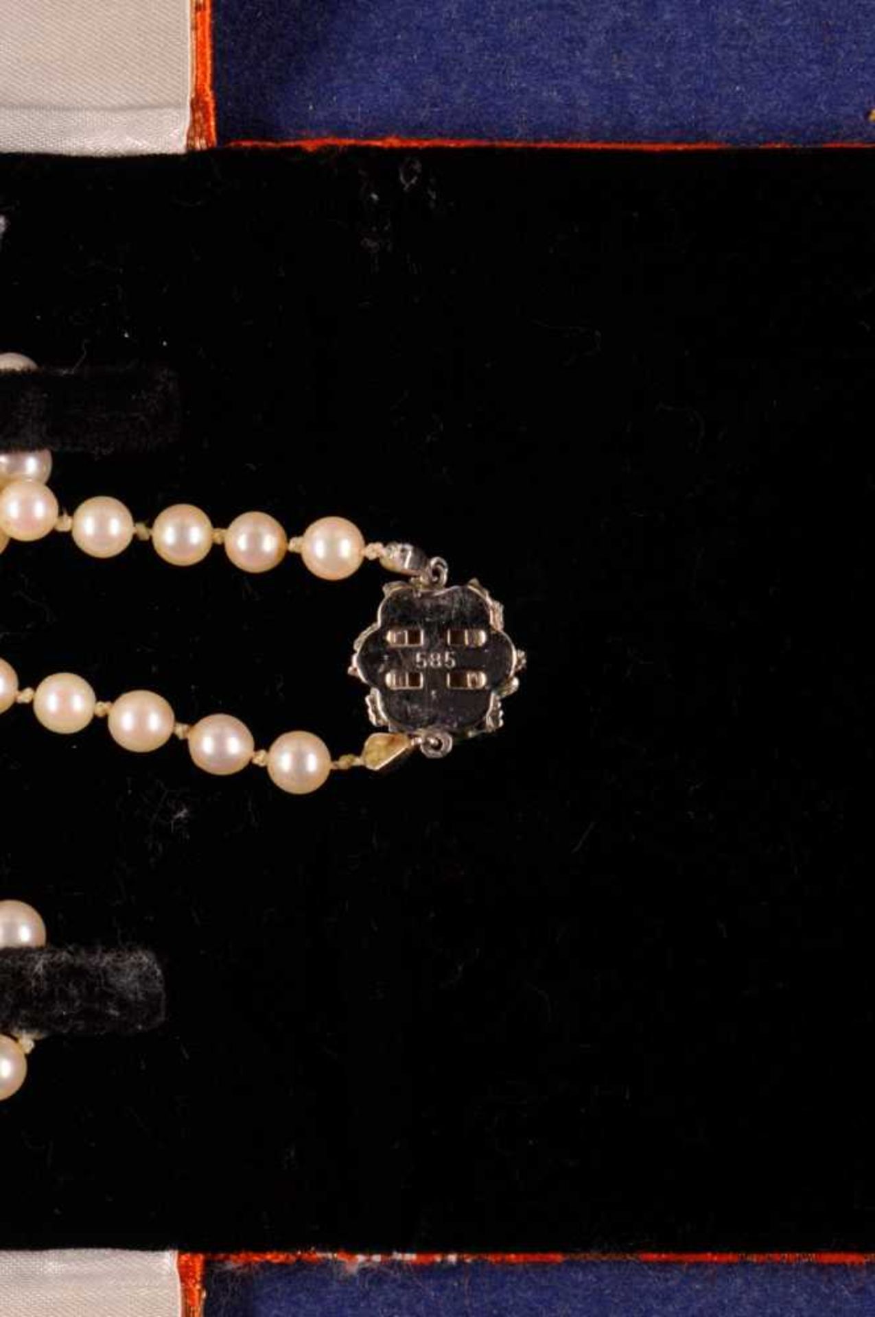 Akoya pearl chain from 74 saltwater pearls in the course of with beautiful yellow rose chandelier, D - Image 4 of 4