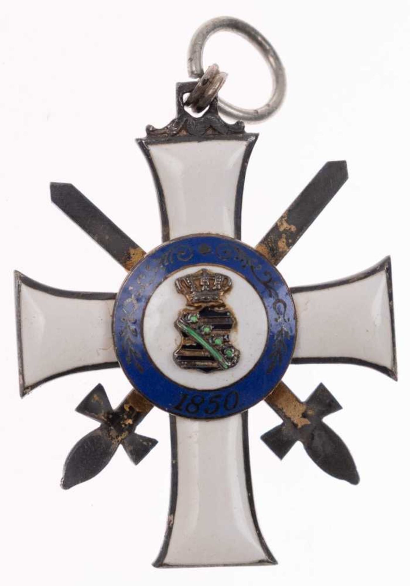 Saxony, Albrechts decoration, 2. Model, Knight's Cross 2. Class with swords, silver gold plated, ena - Image 2 of 2