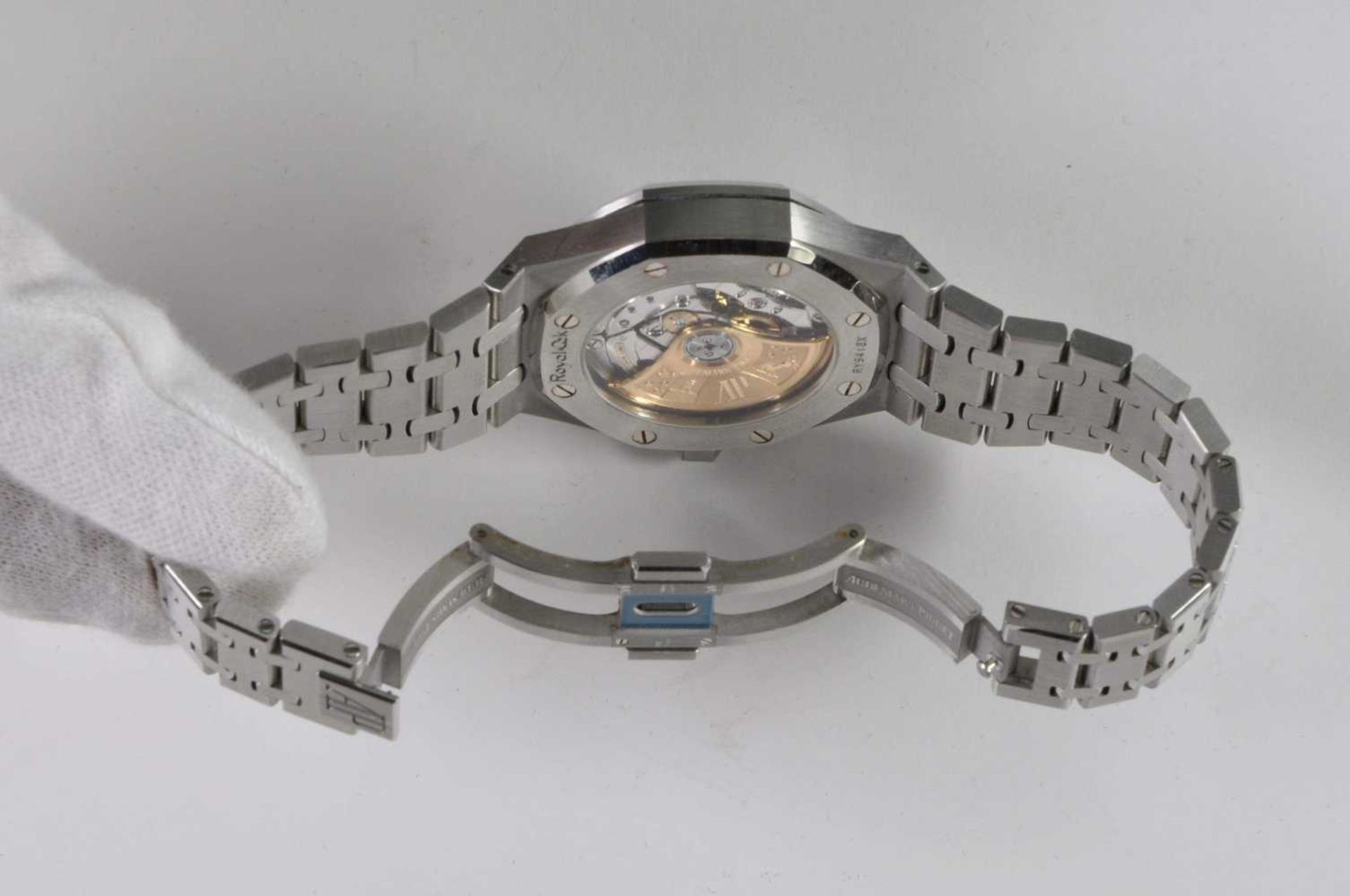Audemars Piguet Royal Oak Blue Diamond Damen Armbanduhr. Ca. 37mm, Edelstahl Gehäuse besetzt mit 40 - Bild 5 aus 14