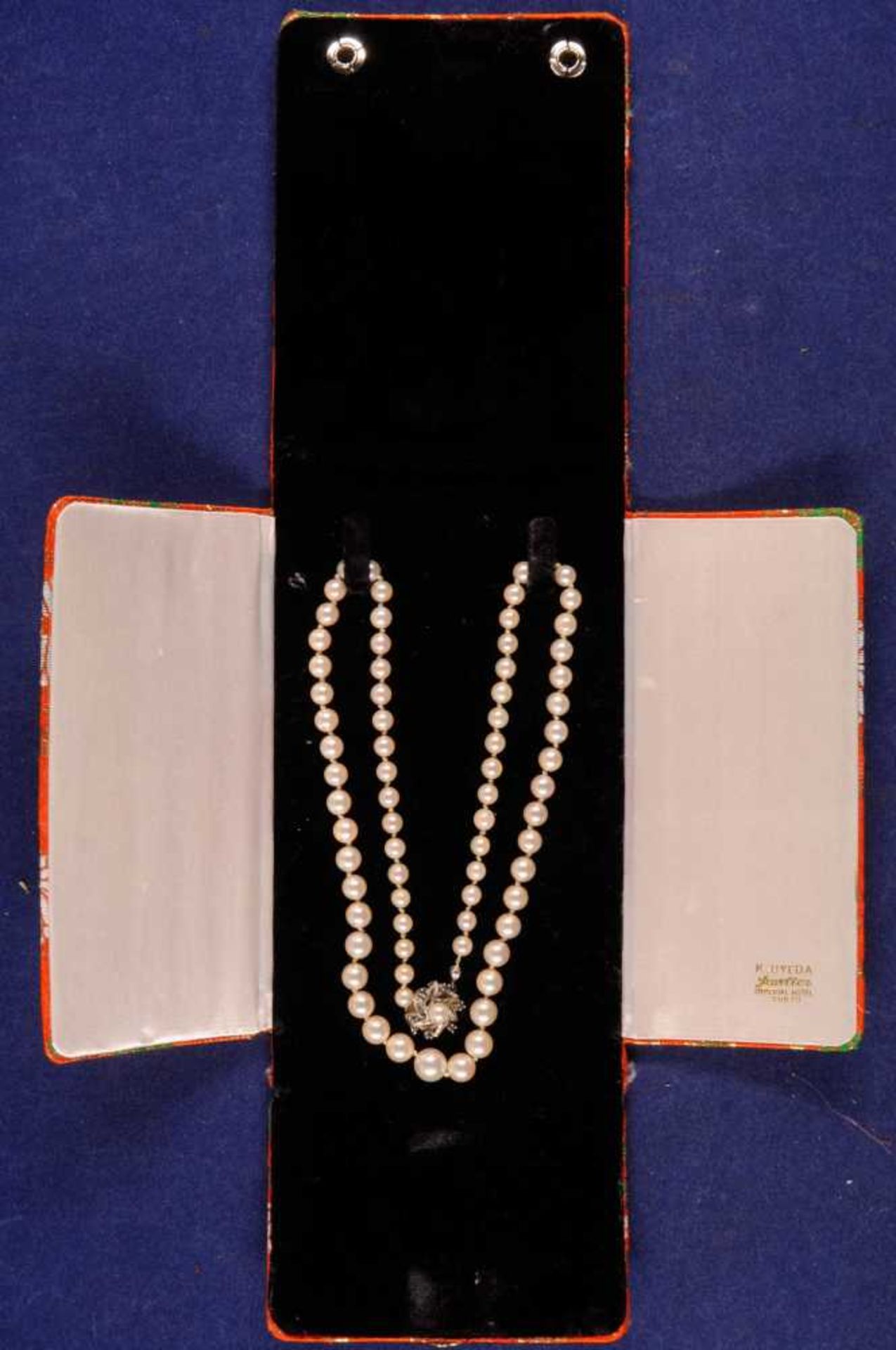 Akoya pearl chain from 74 saltwater pearls in the course of with beautiful yellow rose chandelier, D - Image 3 of 4