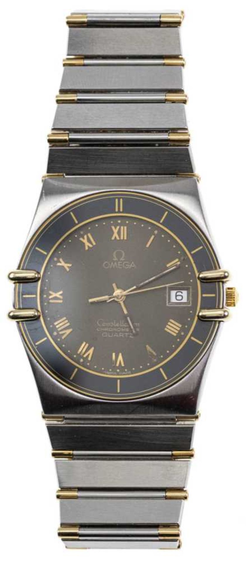 Omega Constellation chronometer. Ca. 33 mm, high-grade steel, quartz, Ref. Number: 1422. Dark brown