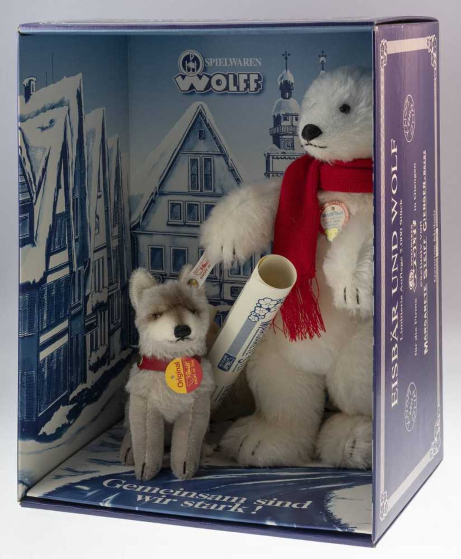 1995, Wolff-Set II, Eisbär/Polarbär und Wolf aus Mohairplüsch, mit Zertifikat, Sonderedition für die - Bild 2 aus 3