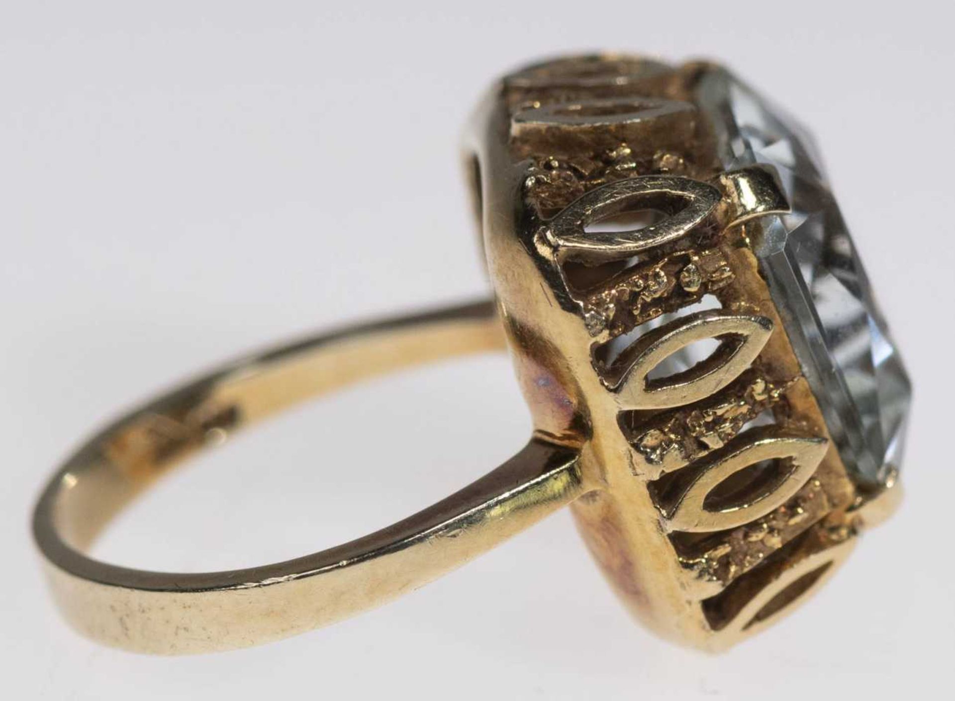 Aquamarines ring, 585 yellow gold, aquamarines in Princess cut approximate 6, 9 ct, goldsmith's work - Image 4 of 6