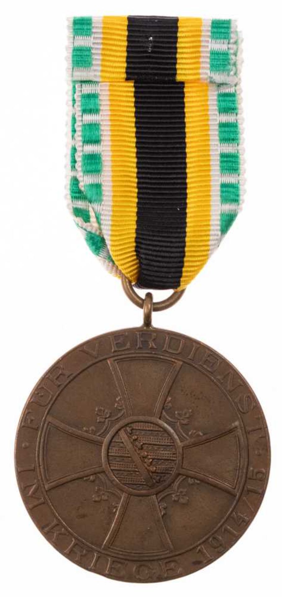 Sachsen-Meiningen, Medaille für Verdienst im Kriege, Bonze, am Kämpferband, OEK 2718, Zustand 2. - Bild 2 aus 2