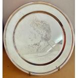 Silver Queen Mother commemorative circular  salver, maker's mark LH, London 1975, diameter 23cm, 412