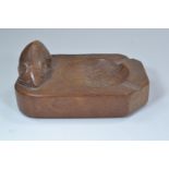 Robert Mouseman Thompson of Kilburn - an oak ashtray, carved with signature mouse, 10 x 7.5cm togeth