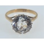 9ct gold & white stone solitaire ring, size R1/2, gross weight 4.56 grams