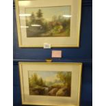 B. Bronte (C19th) two framed oil paintings of rural landscapes, both signed lower right, mounted and