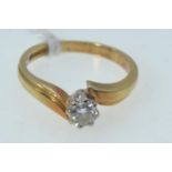 18ct gold & diamond solitaire ring, the diamond weighing approximately 0.35 carat, size J, gross wei