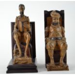 Don Quixote & Sancha Panza wooden decorative bookends