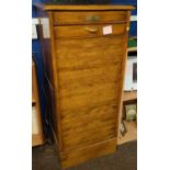 Tambour fronted eight drawer walnut collectors cabinet H106cm W48cm D41cm
