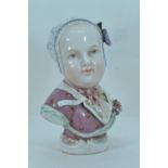 Dresden Meissen style porcelain kinderbust possibly of Princess Marie Zephyrine, with painted AR mar