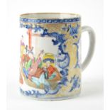 Chinese export famille rose tankard, late 18th century, the central cartouche painted with a group o