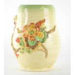 Clarice Cliff Newport 'My Garden' ribbed vase, applied with relief & printed marks, numbered 899 L/8