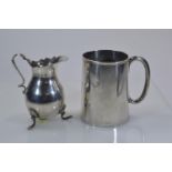 Victorian silver tankard/mug, Henry Holland, London 1876, with engraved initial 'S', height 9.2cm, 1