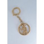 14ct gold St. Christopher key ring, stamped 585 Ax. H., gross weight 12.61 grams