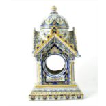 French faience mantle clock casement H36.5cm W20cm D20cm