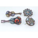 Four micro mosaic brooches, AF