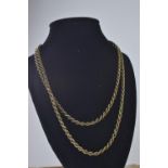 9ct gold rope twist chain, circumference 640mm, gross weight 14 grams