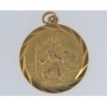 9ct gold St. Christopher pendant, length including bale 30mm, 4 grams
