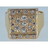 18ct gold & pavé-set diamond ring, French marks, size W1/2, gross weight 17.2 grams