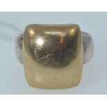 Silver and 9ct gold ring, shank marked STG & 9ct, size R1/2, gross weight 20.61 grams