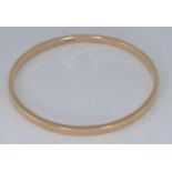 9ct gold bangle, inner diameter 73mm, gross weight 26 grams