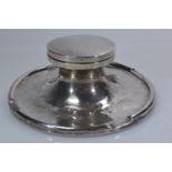 Silver capstan inkwell, maker's mark rubbed, Birmingham 1928, with well, diameter 15cm