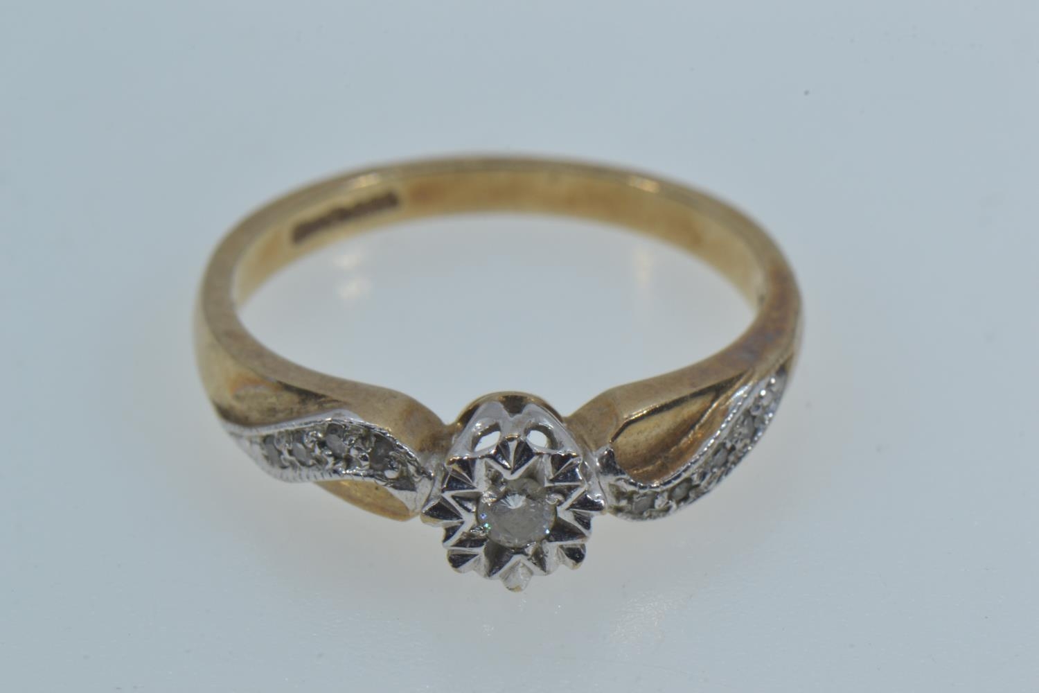 9ct gold & diamond ring, size L1/2, gross weight 2.26 grams 