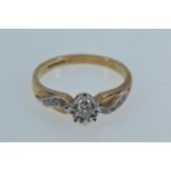 9ct gold & diamond ring, size L1/2, gross weight 2.26 grams