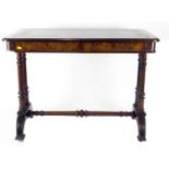 Gillows of Lancaster burr walnut topped writing table, with 2 drawers, stamped 'GILLOW & Co' and ret