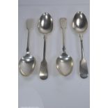 Set of four silver fiddle pattern serving spoons, William Comyns & Sons, London 1907, gross weight 3