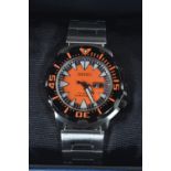 Seiko orange faced air divers watch zoom 4R36 - 0IJO Serial No. 410213, watch face 42mm, with box an