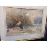 Watercolour of a coastal scene in the manner of Samuel Phillips Jackson, unsigned, mounted and frame