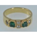 18ct gold, emerald & diamond ring, size O1/2, gross weight 5.58 grams