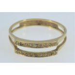 14ct gold & diamond ring, of split shank design, size R, gross weight 2.14 grams