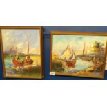 Raol Viard (Haitian 1923-1991) two oils on canvas of sailing boats, both framed 31 x 38cm