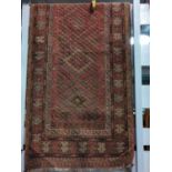 Geometric patterned runner rug. 3.49m x 71cm