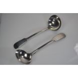 Pair of silver fiddle pattern sauce ladles, William Comyns & Sons, London 1907, gross weight 158 gra