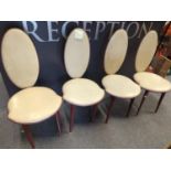 Set of 4 Umberto Mascagni 1950's chairs. The chairs are made of beige foam and black brass in the fo