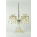 Waterford crystal glass candleabrum with 24 dangling prism drops and central spike  H49cm W33cm