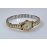 Omega ladies gold tone dress watch, 17 jewels, winder across width total 20mm, with original box