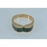 14ct gold & malachite ring, size M1/2, gross weight 4.6 grams