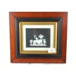 Framed Wedgwood plaque depicting lions & cupids, plaque size within frame 16.5 x 13.5cm, overall fra