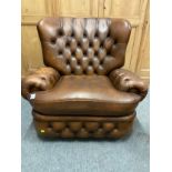 Thomas Lloyd Chesterfield leather mechanical reclining chair. W102 D 65 H98 cm approximately.