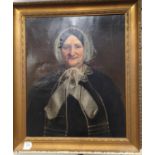 Portrait of a lady, oil on canvas in need of restoration. 61cm x 72cm inclusive of frame.