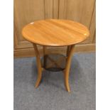 Ercol  circular occasional table 1062 DMW22113 with glazed lower shelf D60cm H63cm