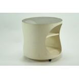 Bentwood Modernist 1960’s circular cube style Nubi Table finished in white by Erik Van Buijtenen for